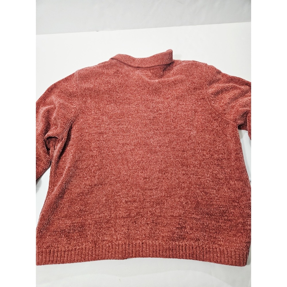 Alfred Dunner Rustic Red Cable Knit Collared Sweater Size XL Floral Accents - Picture 9 of 9
